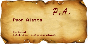 Paor Aletta névjegykártya